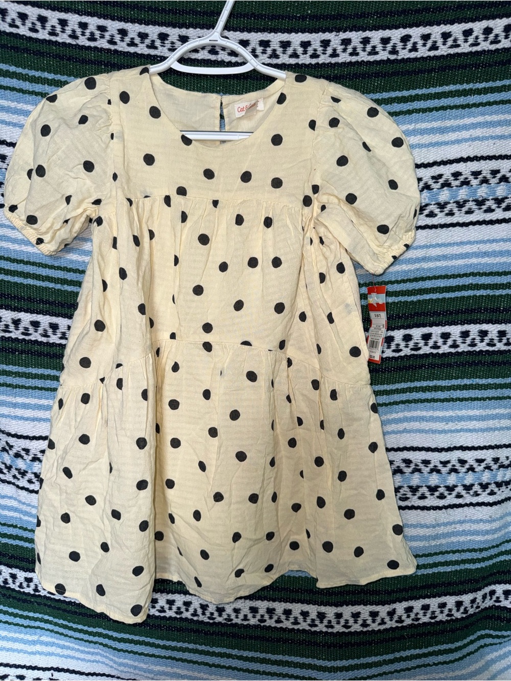 Cat & Jack Cream Dress with Black Polka Dots